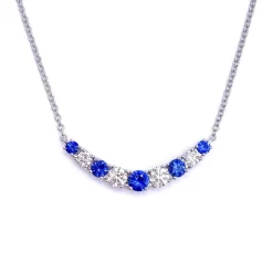 Alternating Blue Sapphire and White Diamond Necklace