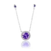 Amethyst Diamond Halo Necklace