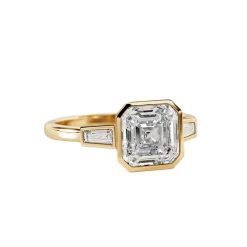 Asscher Bezel Set Trilogy Engagement Ring