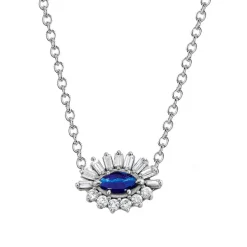 Baguette and Round Diamond Evil Eye Necklace