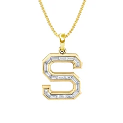 Baguette Diamond Initial Pendant