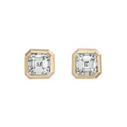 Bezel Set Asscher Diamond Studs
