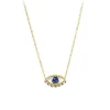 Bezel Set Blue Sapphire Evil Eye Necklace