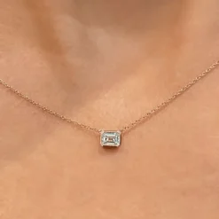 Bezel Set Emerald Diamond Pendant