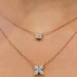 Bezel Set Emerald Diamond Pendant