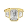 Bezel Set Emerald Engagement Ring with Trapezoid Side Stones