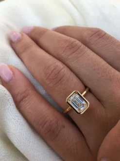 Bezel Set Emerald Engagement Ring