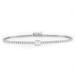 Bezel Set Emerald Lab Grown Diamond Tennis Bracelet