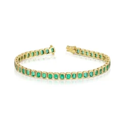 Bezel Set Green Emerald Bracelet