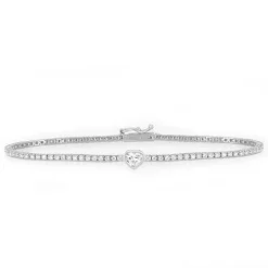 Bezel Set Heart Diamond Tennis Bracelet