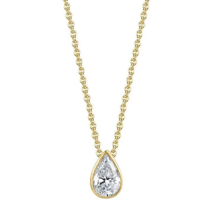 Bezel Set Pear Diamond Pendant