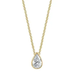 Bezel Set Pear Lab Grown Diamond Pendant