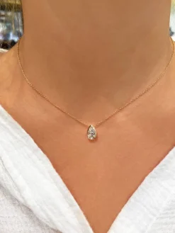 Bezel Set Pear Lab Grown Diamond Pendant