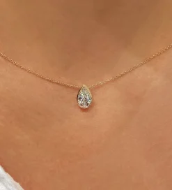 Bezel Set Pear Lab Grown Diamond Pendant