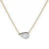 Bezel Set Side Pear Diamond Necklace