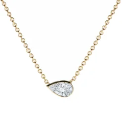 Bezel Set Side Pear Diamond Necklace