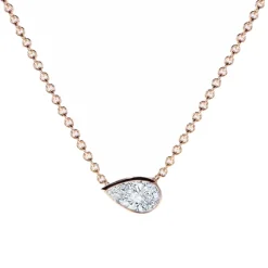 Bezel Set Side Pear Diamond Necklace