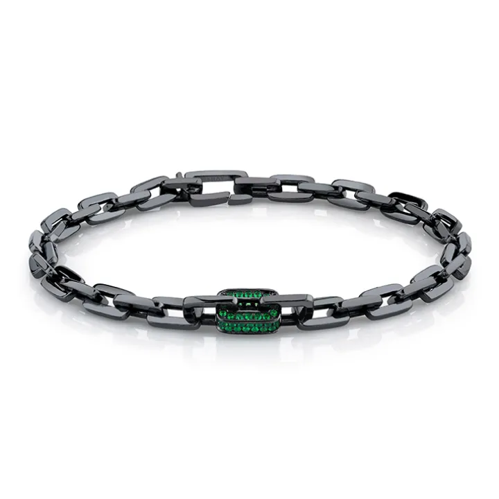 Black Gold Emerald Chain Link Bracelet