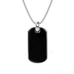 Black Onyx Dog Tag Necklace
