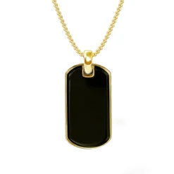 Black Onyx Dog Tag Necklace