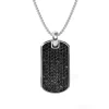 Black Pavé Diamond Dog Tag Necklace