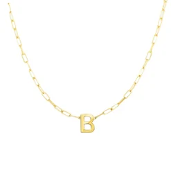 Block Letter Necklace with Paperclip Chain