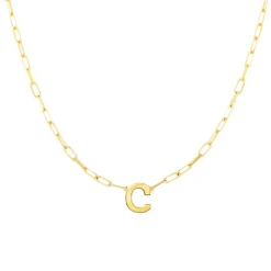 Block Letter Necklace with Paperclip Chain