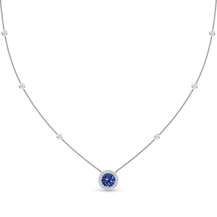 Blue Sapphire Airlie Diamond Cluster Necklace