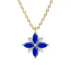 Blue Sapphire and Diamond Lotus Pendant