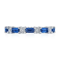 Blue Sapphire and Diamond Eternity Band