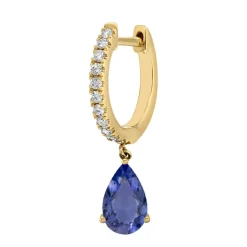 Blue Sapphire Drop Diamond Huggies