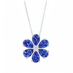 Blue Sapphire Flower Necklace