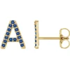 Blue Sapphire Initial Earrings