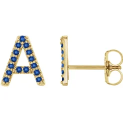 Blue Sapphire Initial Earrings