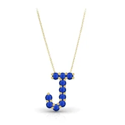 Blue Sapphire Initial Pendant