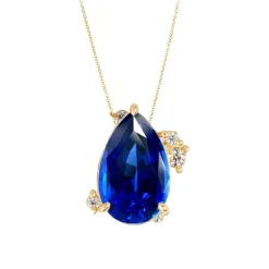 Blue Sapphire Pear Indie Diamond Necklace