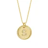 Braided Diamond Initial Disc Pendant