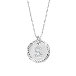 Braided Diamond Initial Disc Pendant