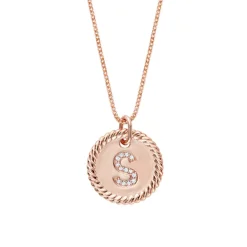 Braided Diamond Initial Disc Pendant