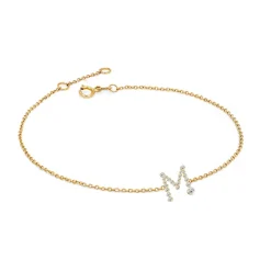 Bubble Diamond Initial Bracelet