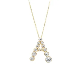 Bubble Diamond Initial Necklace