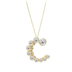 Bubble Diamond Initial Necklace