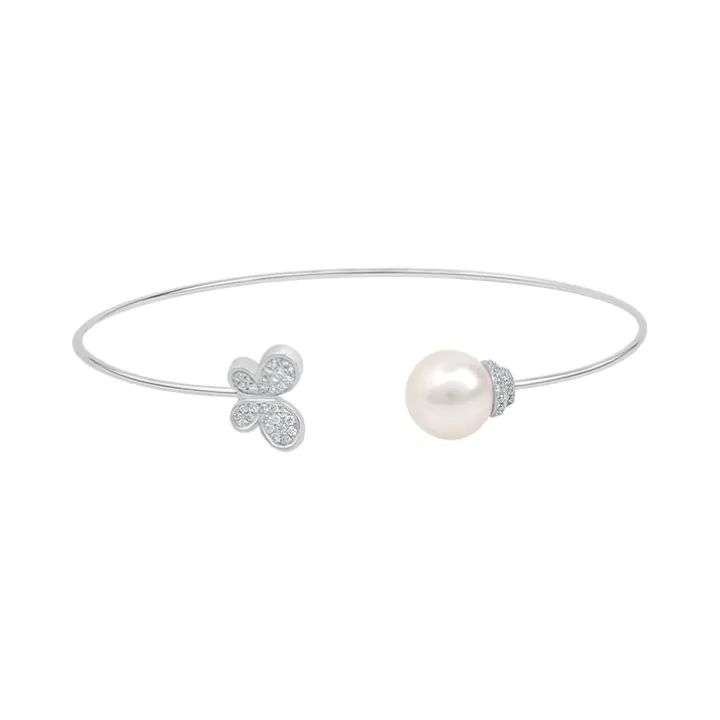 Butterfly and Pearl Open Bangle