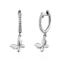 Butterfly Dangle Diamond Huggies