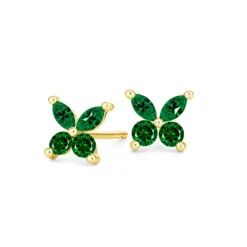 Butterfly Green Emerald Stud Earrings