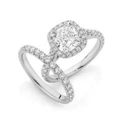 Cathedral Cushion Lab Grown Engagement Ring