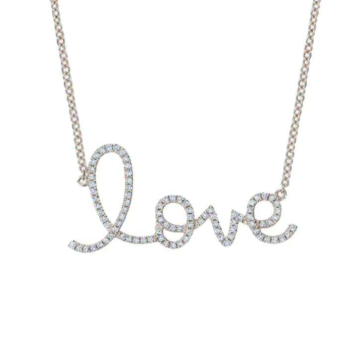 Cursive Love Diamond Necklace