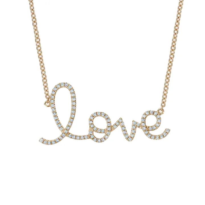 Cursive Love Diamond Necklace
