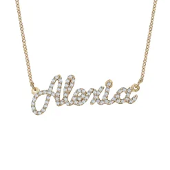Cursive Pavé Diamond Name Necklace