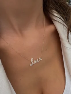 Cursive Pavé Diamond Name Necklace